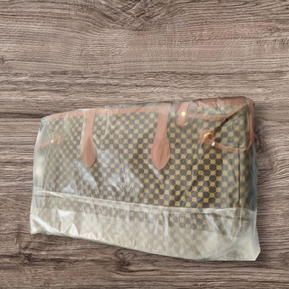 Elegant Brown Checkered Tote Bag
